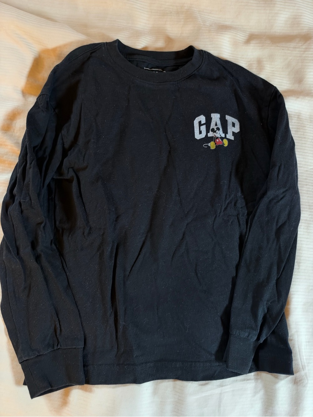 GAP Black Long Sleeve Tee with Small Mickey Accent